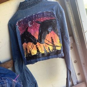 Hand painted denim crop jacket